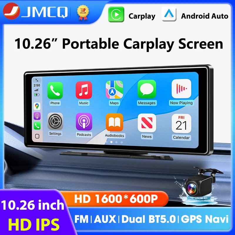

Portable Universal 10.26" Carplay Screen Car Radio Multimedia Video Player Wireless Carplay Android Auto HD IPS Screen BT FM AUX