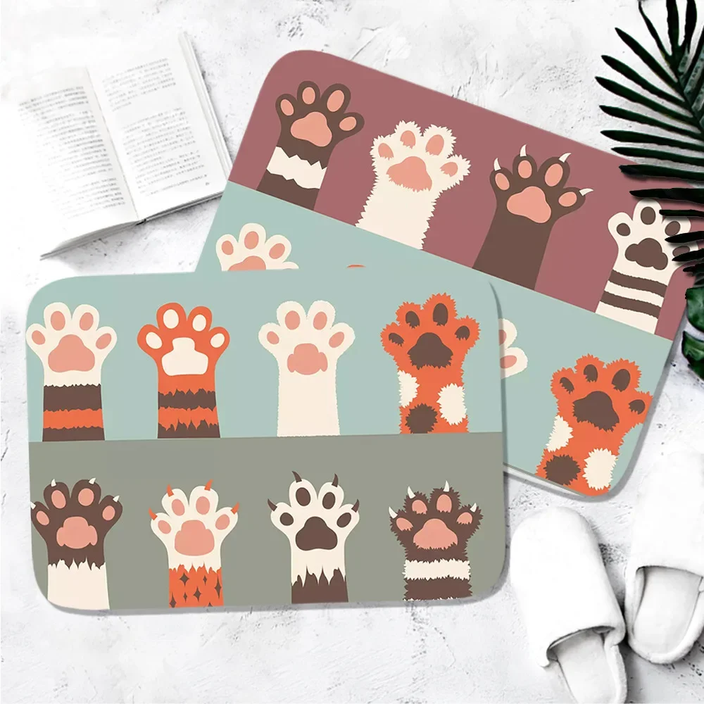 

VIKAMA милый фланелевой ковер с кошачьей лапой для гостиной, спальни, кухни, входа, приветственный напольный коврик, впитывающий противоскользящий домашний декор