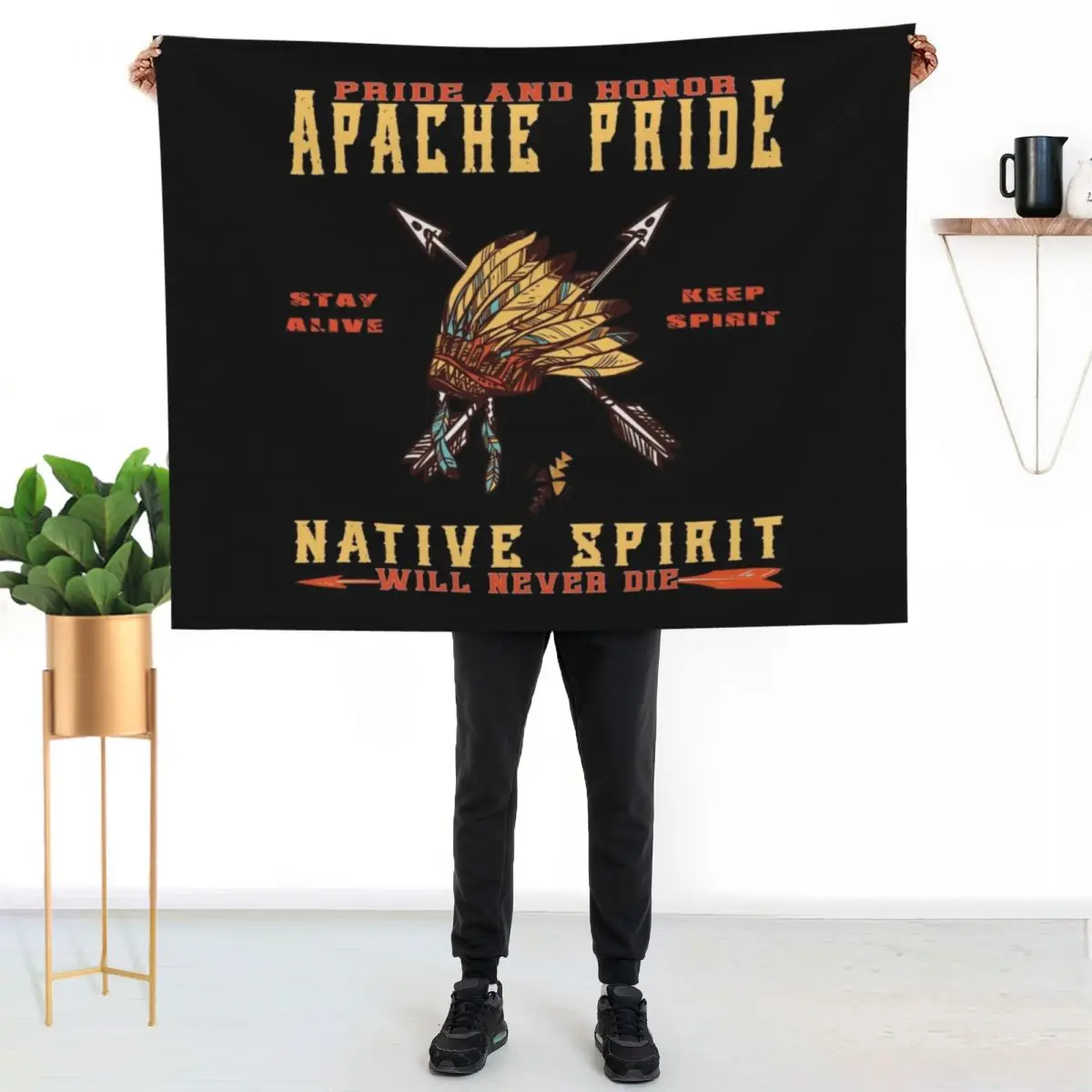 apache pride native spirit Throw Blanket wednesday Extra Large Throw bed plaid Hairy Quilt Plush Blankets