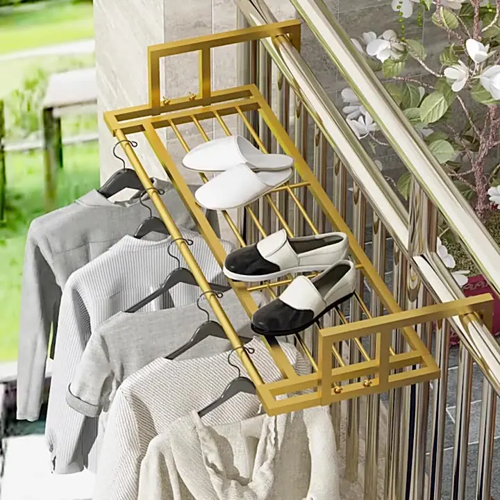 Balcony shoe drying,clothes drying rack,guardrail pole,stainless steel window,non perforated telescopic clothes rack