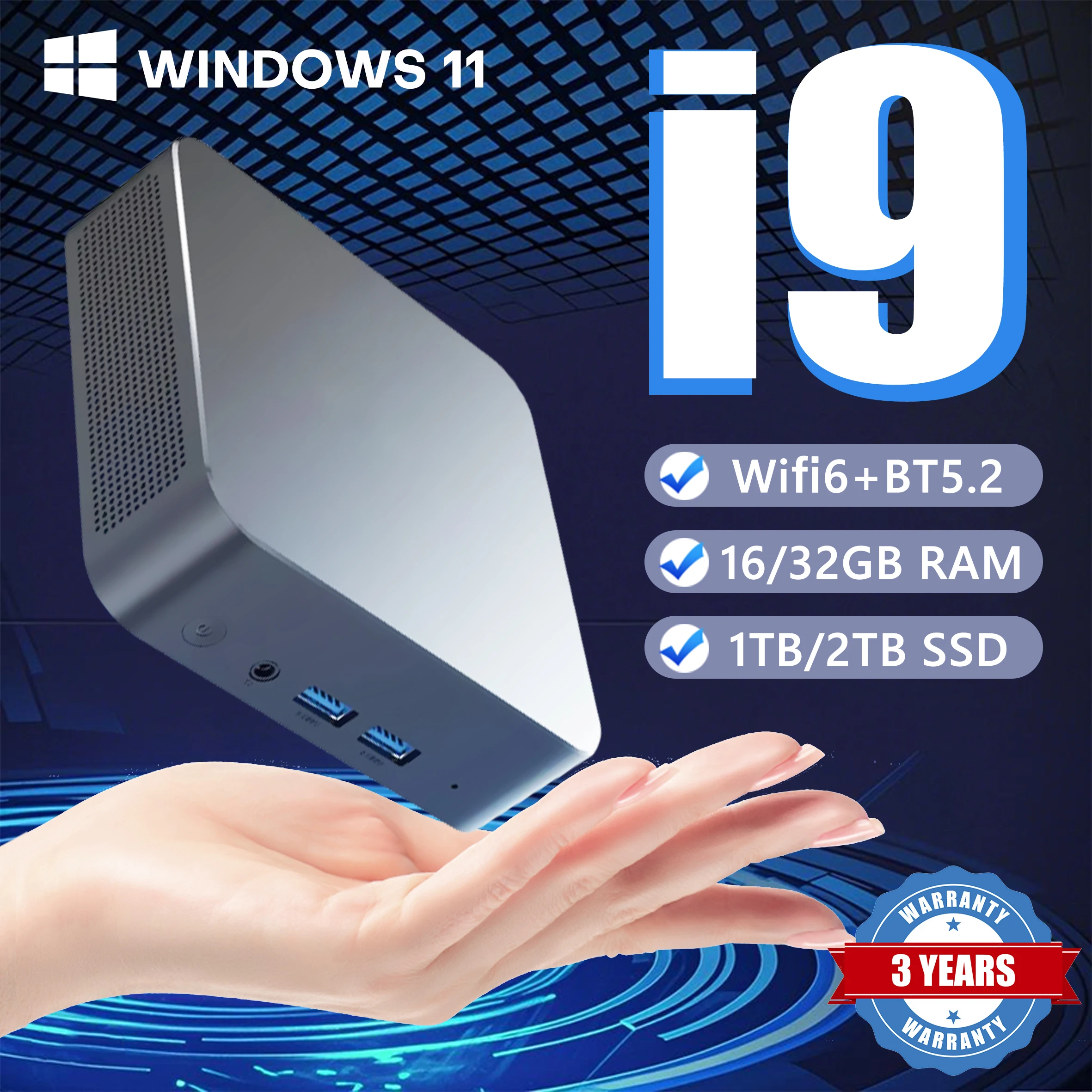 Windows 11, 인텔 코어 i9-10980HK 프로세서, UHD 그래픽, 소형 포켓 컴퓨터, 미니 Wi-Fi 6, 1TB SSD, 데스크톱 게이밍 컴퓨터