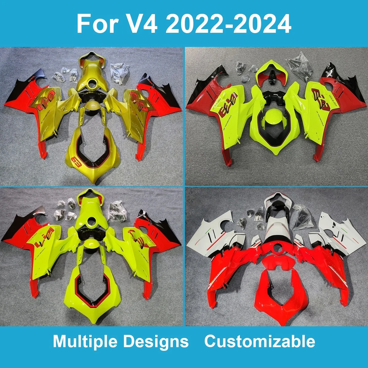 Fairing Kit for V4 2022 2023 2024 Injection Molded ABS Plastic Full Bodywork Panels Cover Complete Set Protector V4S