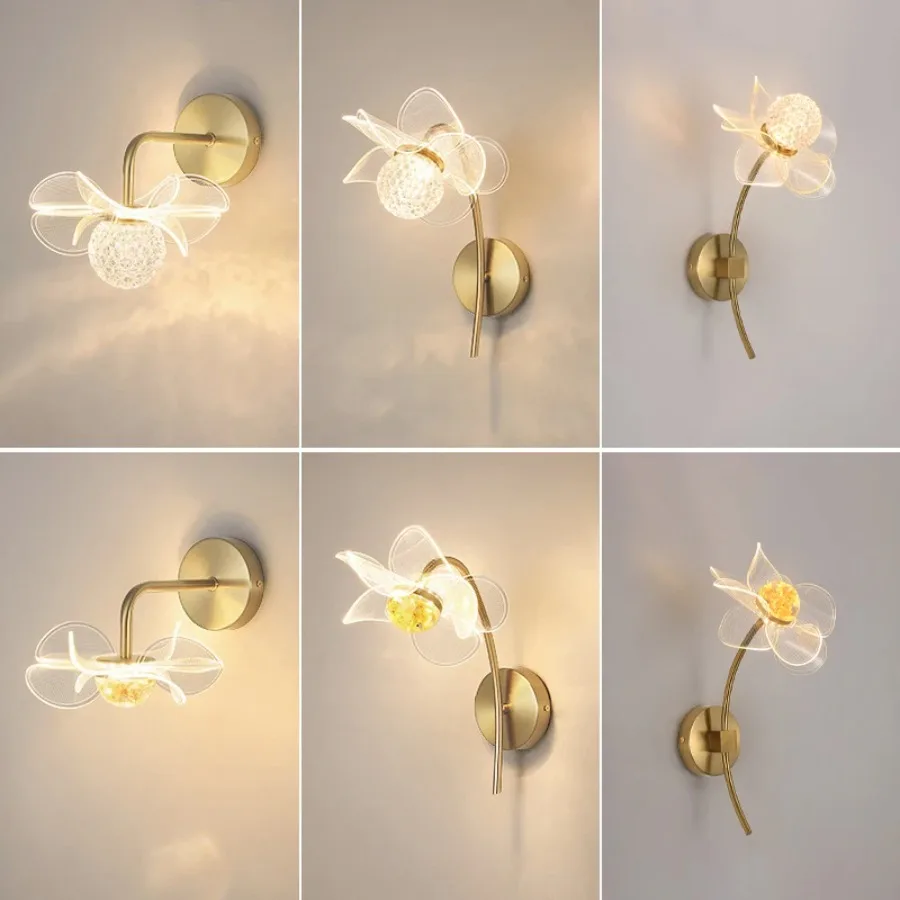 Modern LED Wall Lamp Flower Shaped Corridors Stairs Balconies Bedside Decor Light Study Rooms Bedrooms Corridors Ceiling Light