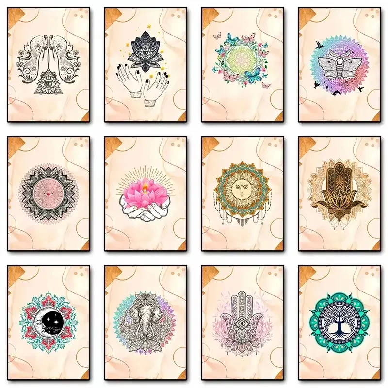 

Abstract Canvas Painting Eye Mandala Hamsa Spiritual Posters and Prints Wall Art Pictures for Living Room Home Decor