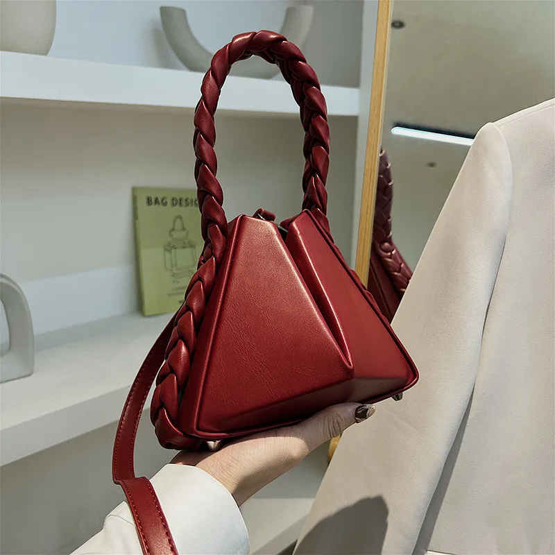 Shoulder Bag Crossbody Handbag Woman White Y2k Personalized Solid Color Street New Women's Irregular Triangle Folding Clutche