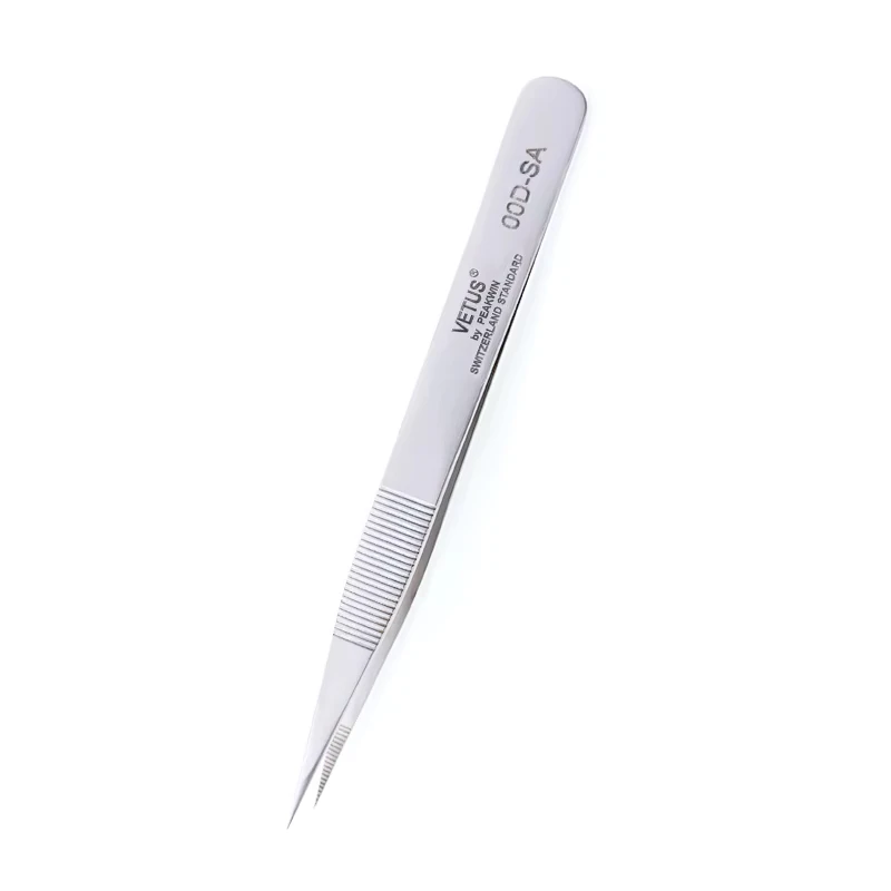 VETUS Tweezers 00D-SA Anti-Slip Handle Eyelash Extension High Precision Tip Watch Smartphone Repair Stainless Steel Tweezers