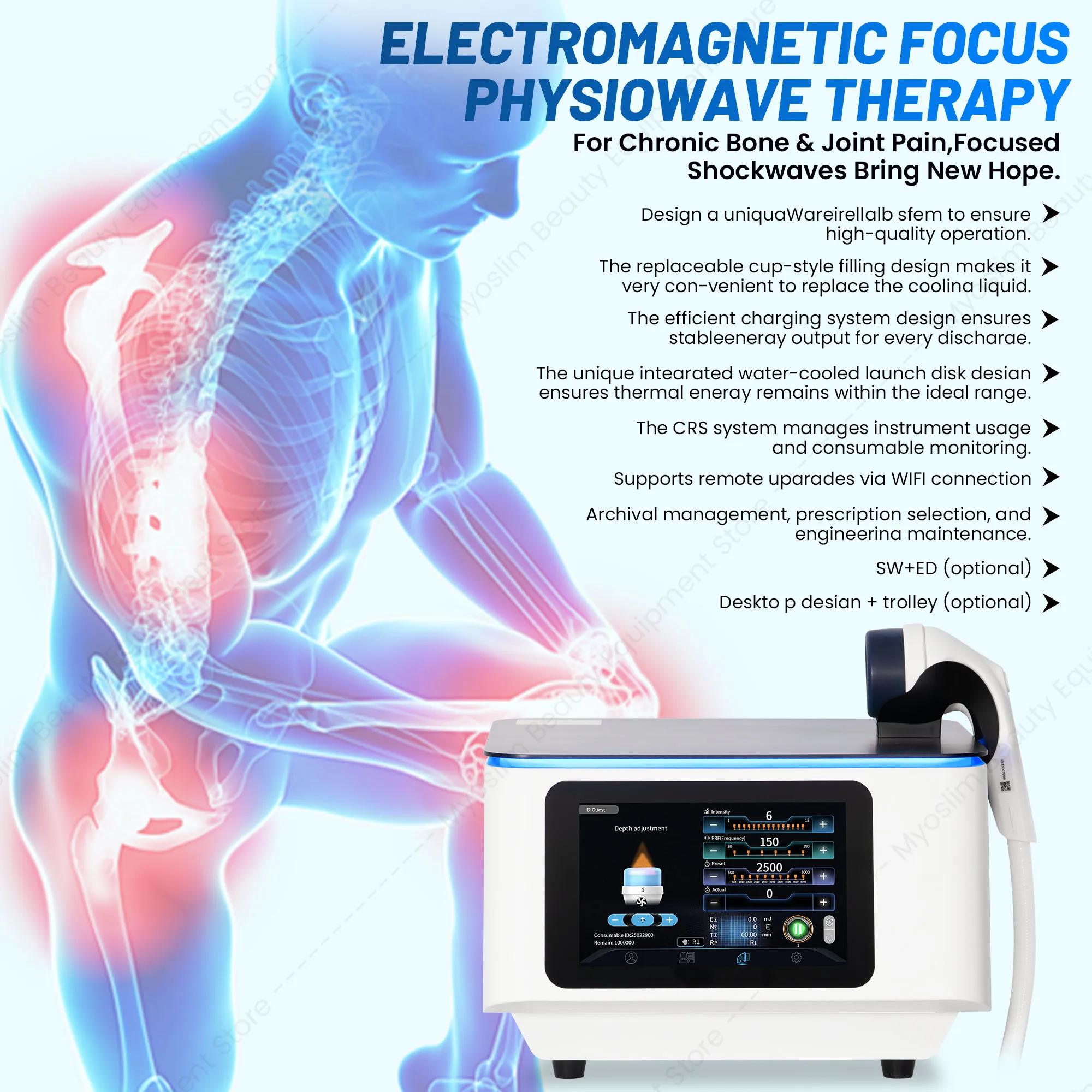 A Focused Therapy Body Neck Treatment Pain Relief Physiotherapy Focused 1-15 Levels Intensity Beauty Machine Good for Gym/Salon