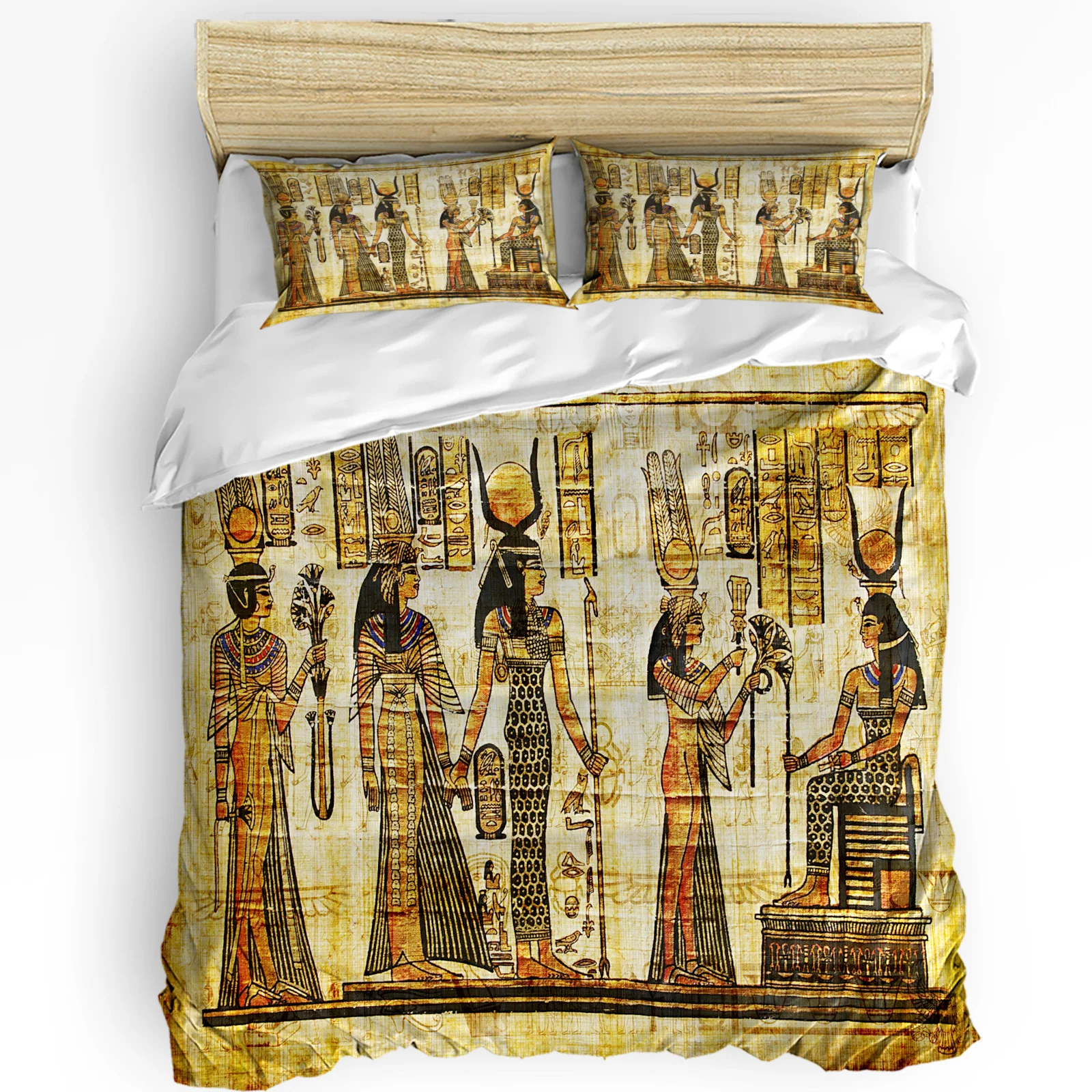 

Ancient Egypt Retro Totem Mural Bedding Set 3pcs Duvet Cover Pillowcase Kids Adult Quilt Cover Double Bed Set Home Textile