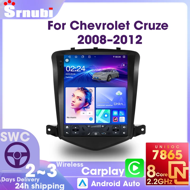 Systèmes intelligents automobiles, autoradio, Carplay, Android Auto, lecteur multimédia, navigation GPS pour Chevrolet Cruze 2008-2012, écran d'affichage de 9,7 pouces avec cadre