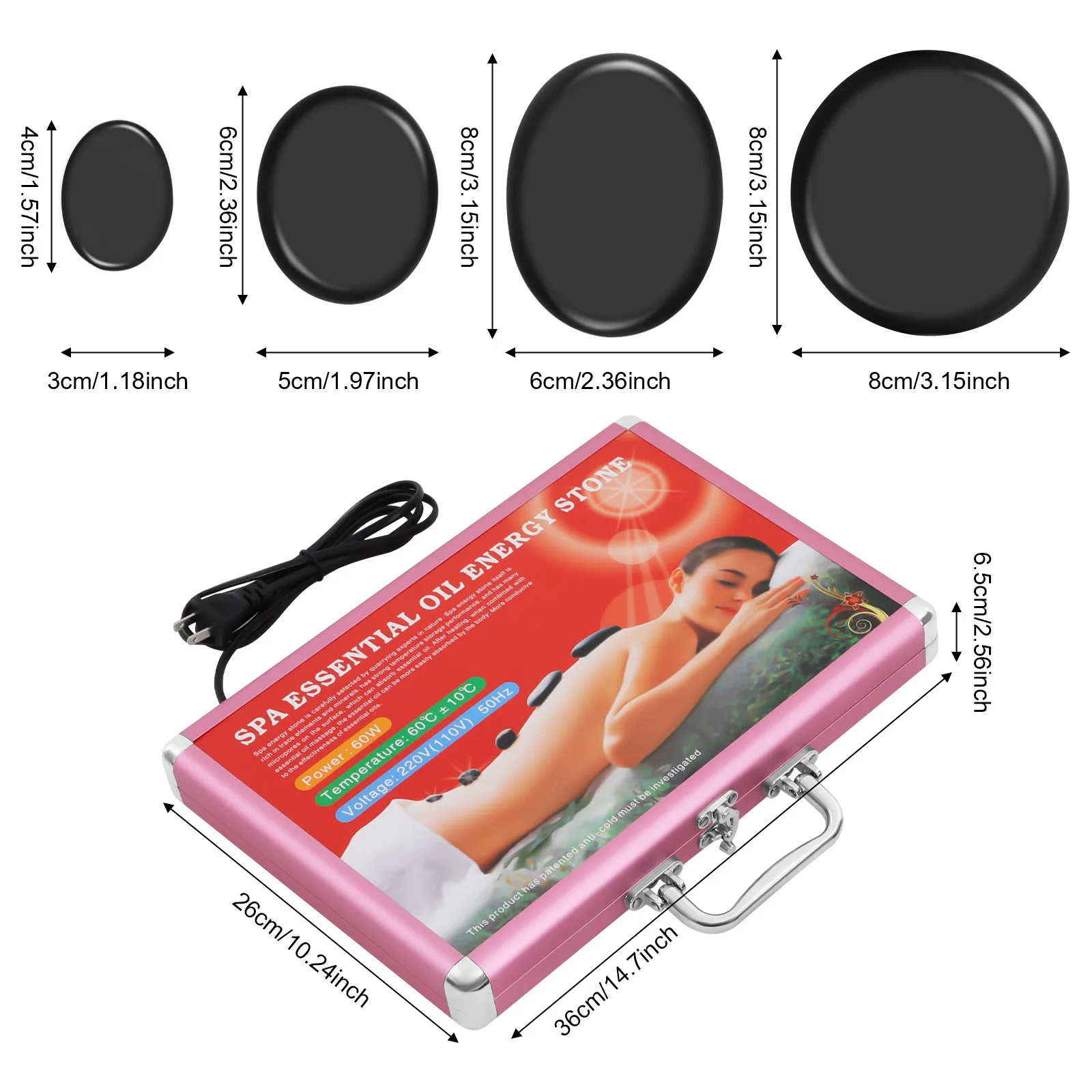 20PCS 용암 천연석 핫 스톤 치료 뷰티 스톤 마사지 스파 바위 현무암 건강 관리 도구