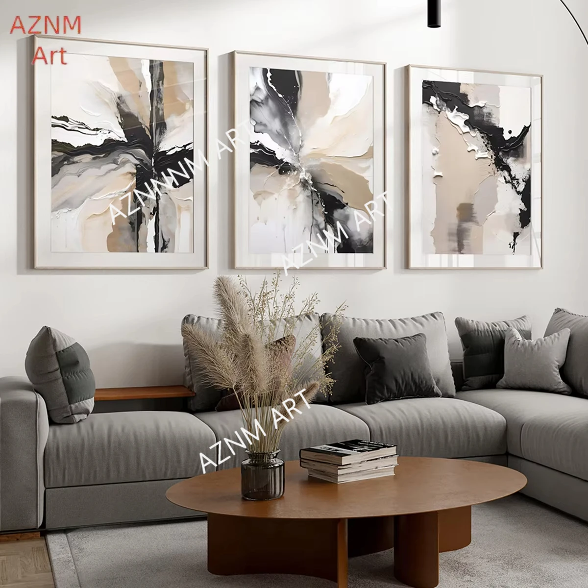 1PC/3 Stück schwarz Neutral Beige Geometrisch Abstrakt Leinwanddruck Poster Moderne Maximalistische Wand Kunstdruck Home Decor Kunst Poster Geschenke