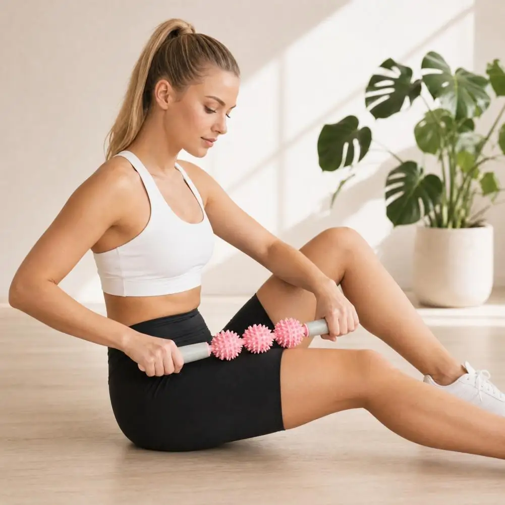 Professional 5-Spiky Fascia Massage Roller, Deep Tissue Muscle Cellulite Relief Stick, Therapeutic Neck Leg Back Massager Tool view 5