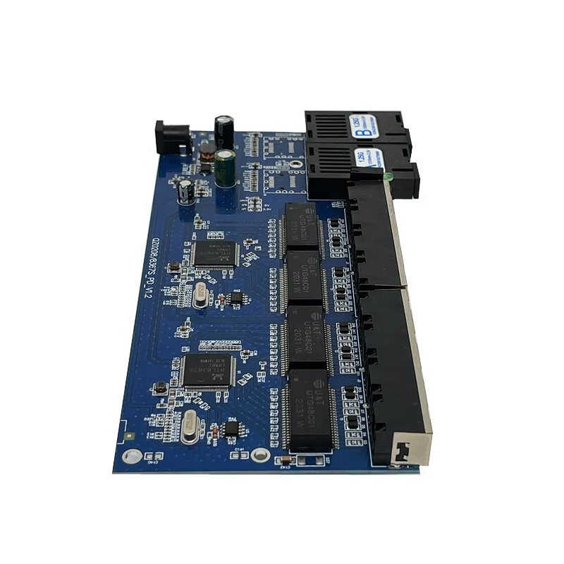 Fibra Óptica PCB Board Converter, Single Mode Fiber Port, Gigabit Ethernet Switch, 8 RJ45 UTP e 2 SC, 10 m, 100 m, 1000m, 1.25G