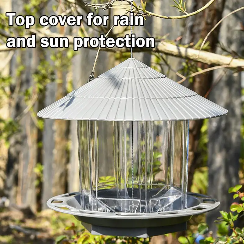Waterproof Garden Gazebo Hanging Wild Bird Feeder Outdoor Container With Hang Rope Pet Birds Feeding House Type Bird Feeder view 3