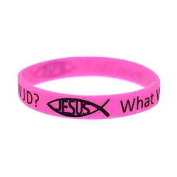 1 PC What Would Jesus Do WWJD Silicone Rubber Bracelet 1/2 Inch Wide Bangle