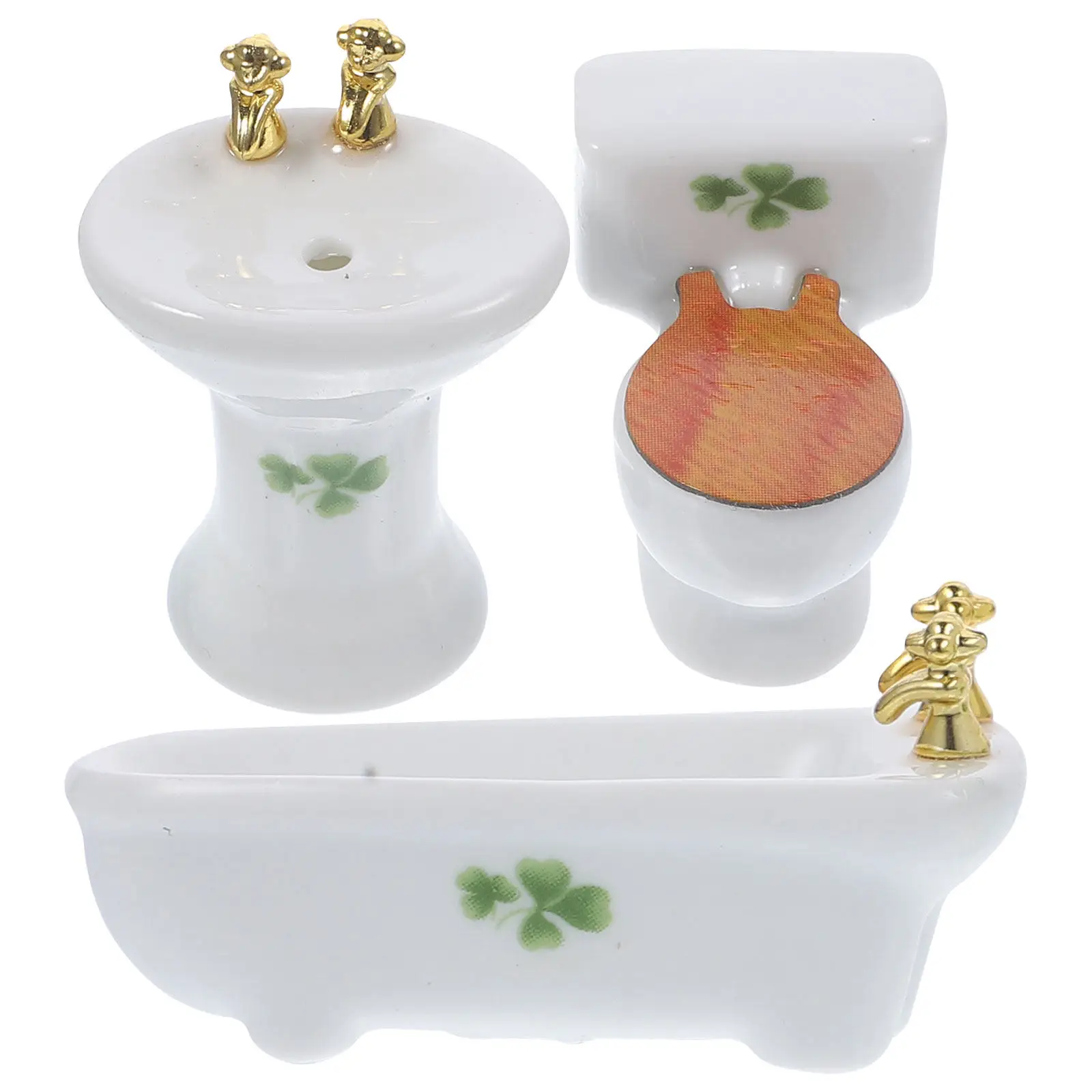 

Набор керамических миниатюрных туалетов для кукольного домика, декор для ванной комнаты, миниатюрный аксессуар для душевой, мини-ванная комната