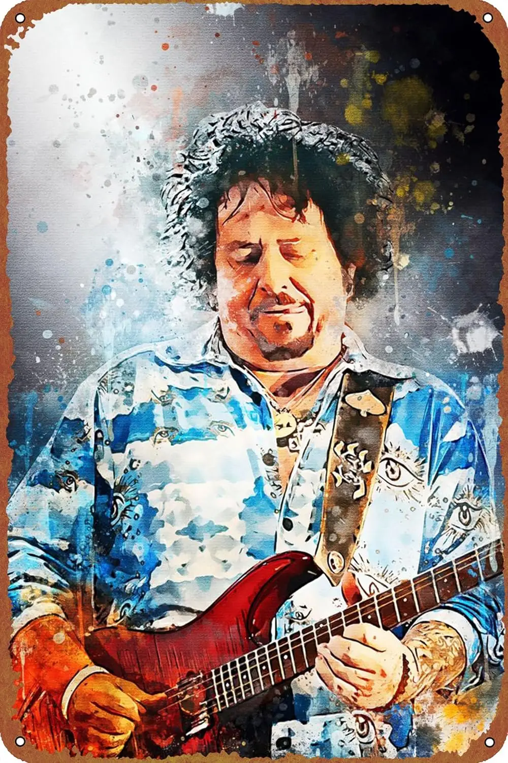 Steve Lukather Guitarist Poster Retro Metal tin Sign Halloween Tin Sign,Cave,Bar,Club, Home Wall Art Metal Tin Sign 8x1 Aluminum