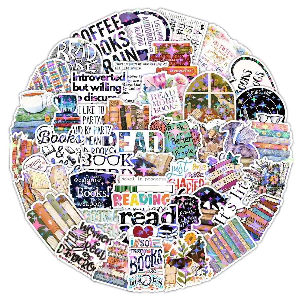 51Pcs Book Lover Reading Stickers for Journal & Laptop Decor Anime Worlds Store