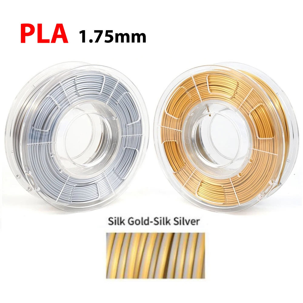 Imagem -03 - Filamento Pla Dual-color para Impressora 3d Material de Impressão de Seda Ouro Preto Sublimação Mágica Cor Dupla 1kg 175 mm 500g 250g