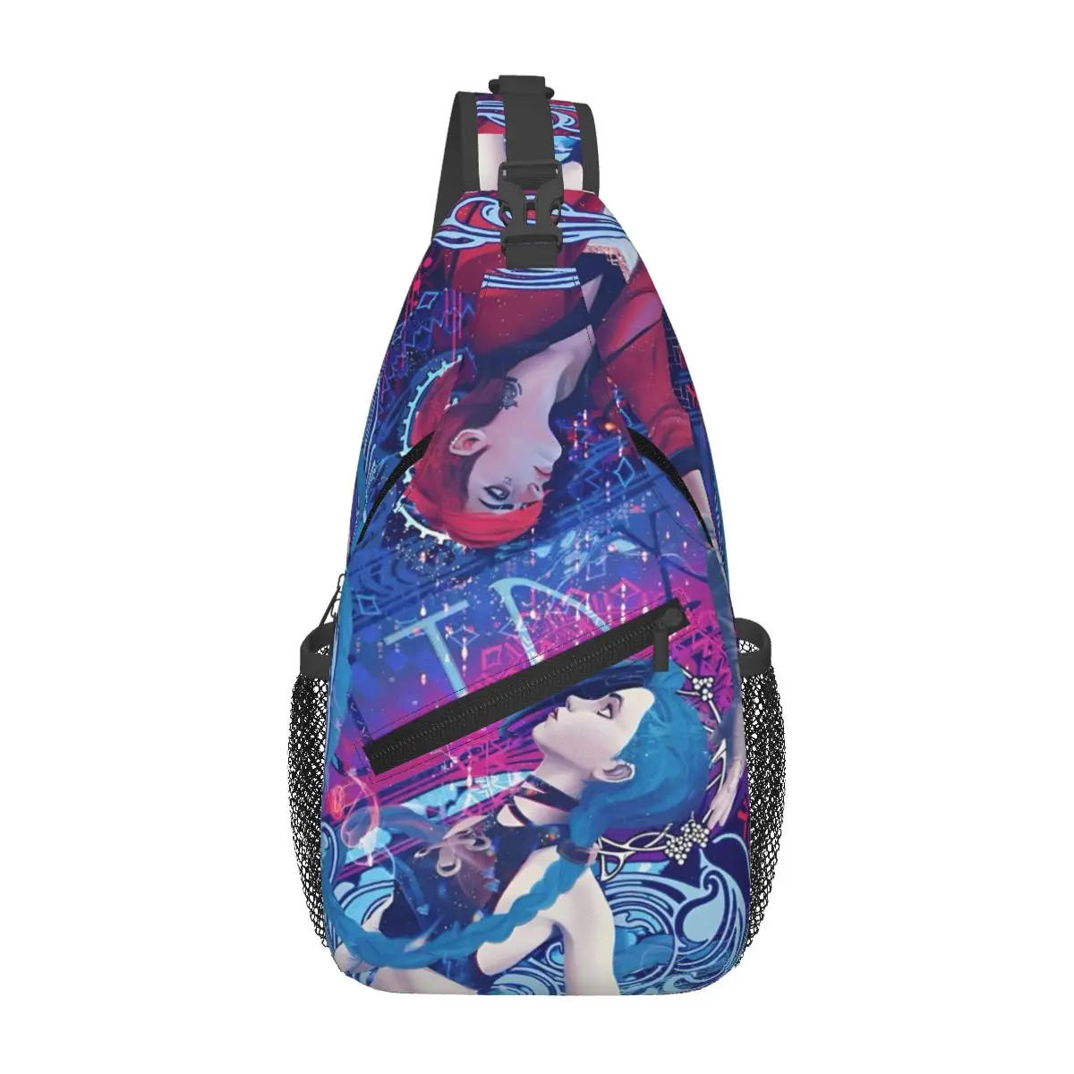 

Arcane Anime Crossbody Sling Bag Fashion Chest Bag Vi Jinx Graffiti Shoulder Backpack Daypack for Hiking Outdoor Travel Bag