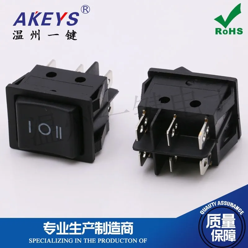 KCD4-202 Rocker boat Third gear six feet all black 31*25 Rocker Switch Dual card slots