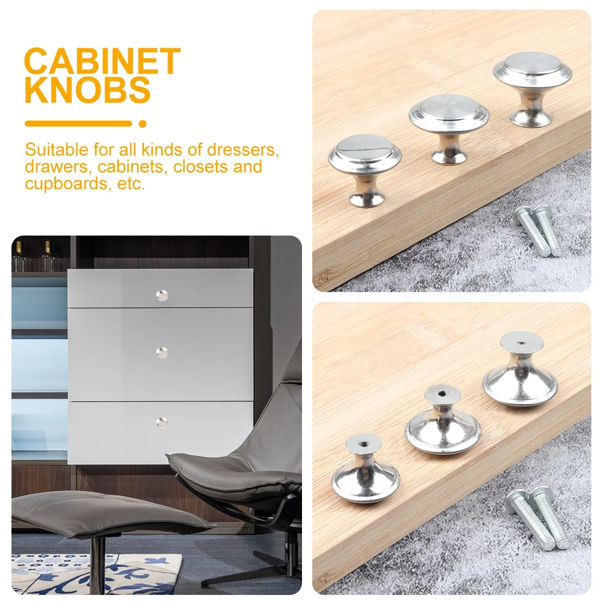

10Pcs Elegant Brushed Stainless Steel Flat Pull Handle Single Hole Knob for Closet Cupboard Dresser Cabinet Knobs