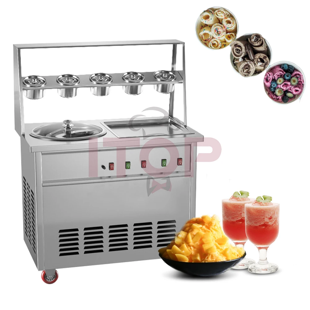 ITOP 1800W Rollo De Helado draagbare ijsmachine Enkele plaat Koken Dubbele plaat ijsroller