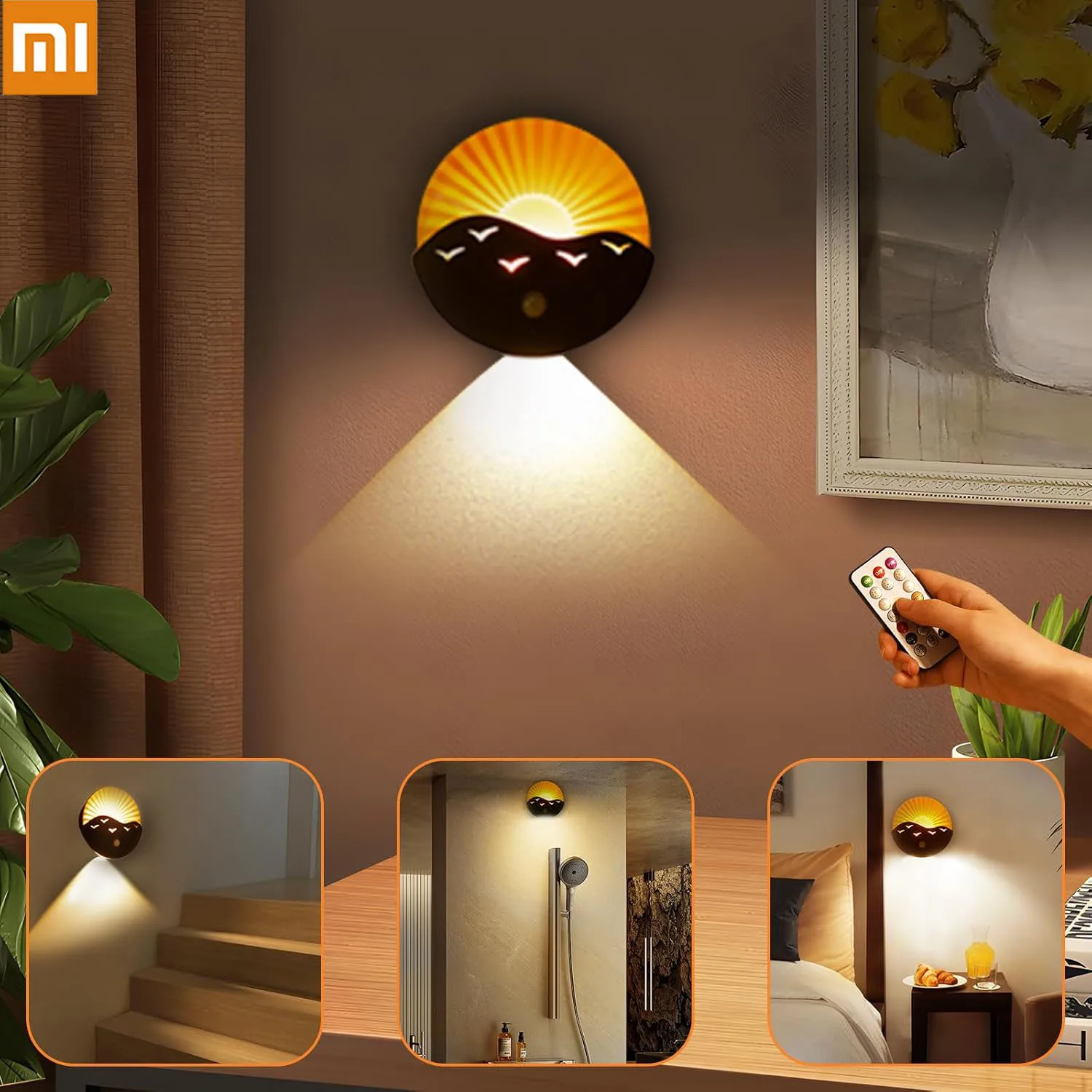 XIAOMI مصباح الليل مع محس حركة 2000mAh قابلة للشحن LED حتى أسفل الجدار ضوء أضواء لاسلكية مغناطيسية لغرفة النوم السرير