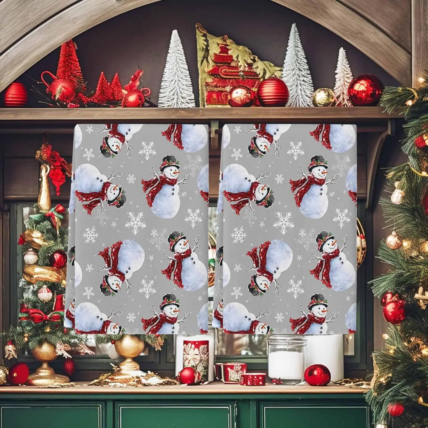 Christmas Snowman Snowflake Kitchen Dish Tea Towels Cleaning Supplies Absorbent Bar Hand Dishcloths Navidad Home Decorations