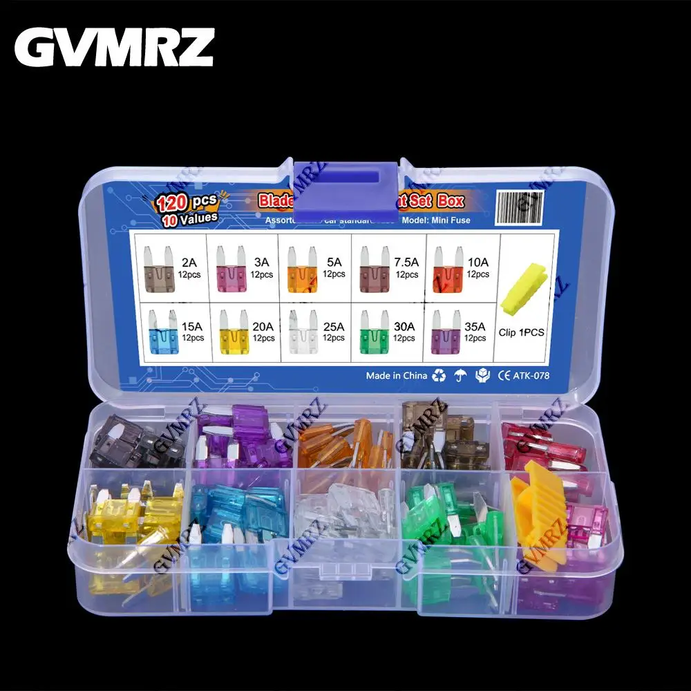 120PCS 10Values Small Size Blades Type Car Fuse kit Assortment 2A 3A 7.5A 10A 15A 20A 25A 30A 35A Fuse Set Auto Car Truck