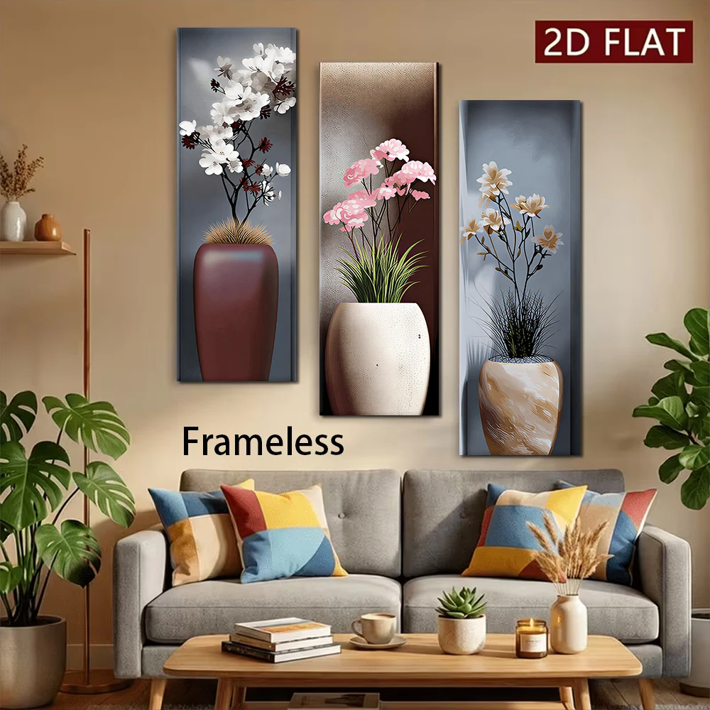 1 set of new Chinese Zen style triple wall stickers, modern and simple living room decoration paintings, bedroom background wall