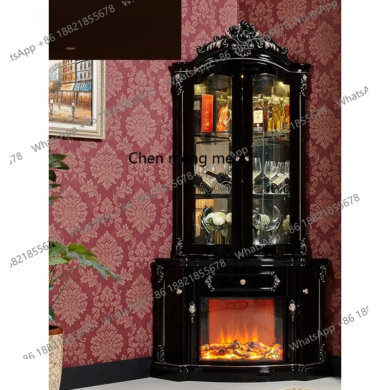 American fireplace decoration wine cabinet living room electronic simulation fire home retro landscape fireplace