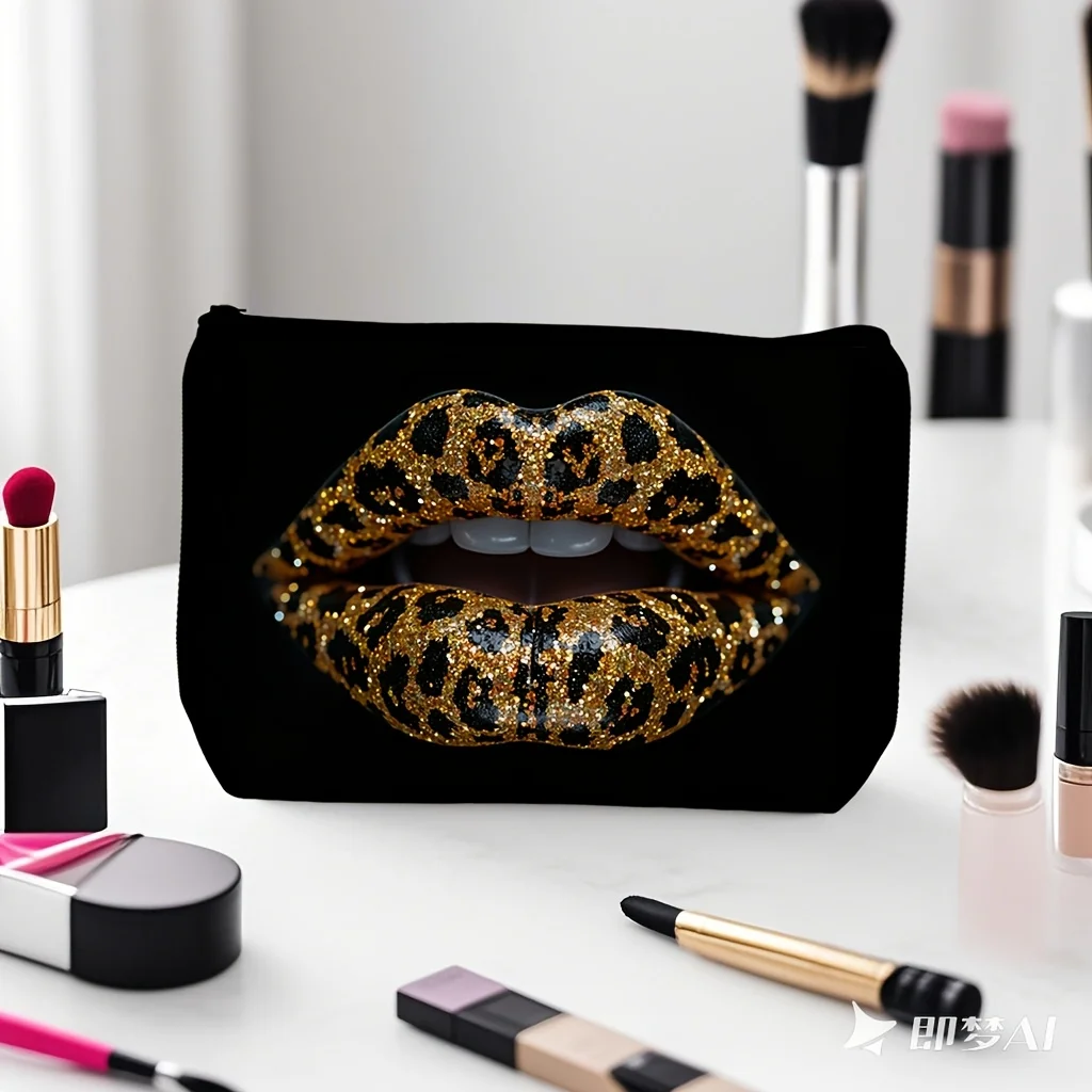 1 Stück kräftige Make-up-Tasche mit Leopardenmuster und Reißverschluss – multifunktionaler Kulturbeutel-Organizer für Reisen, Urlaub und Business – Detail 1