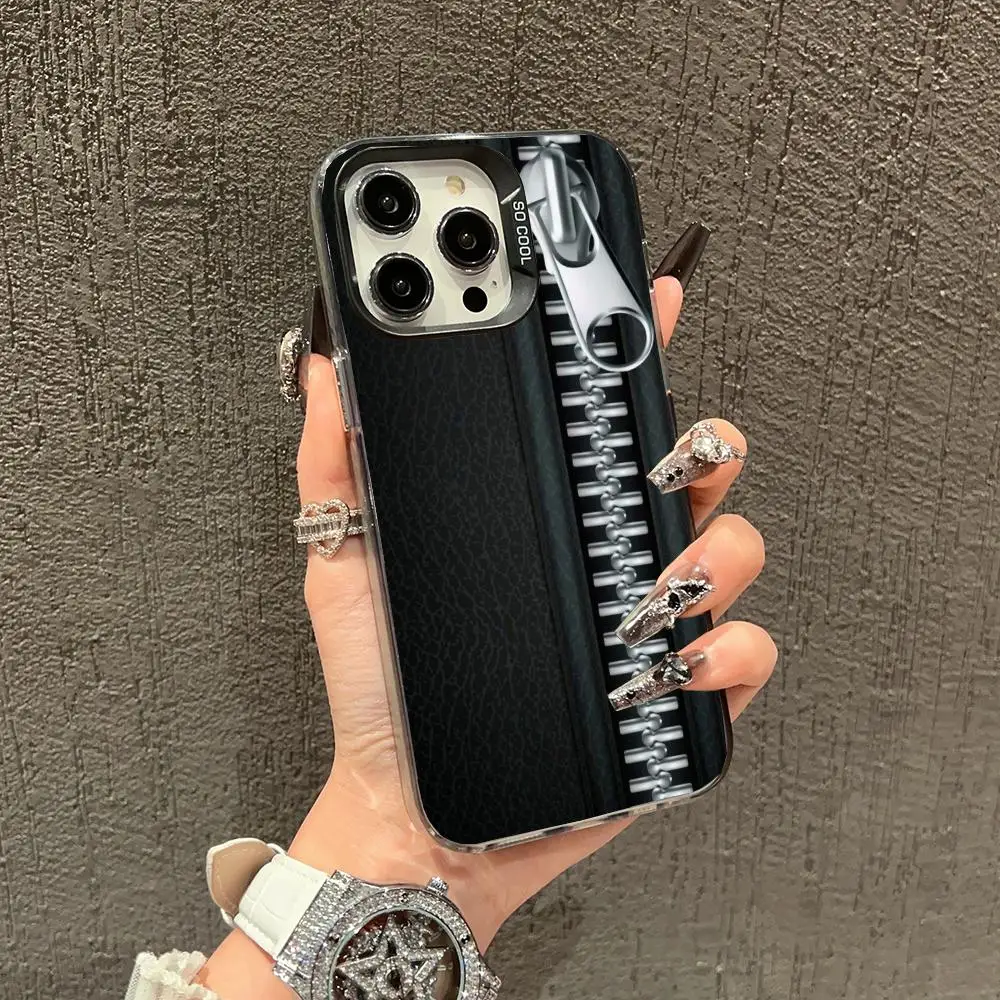 

Zipper pattern case for iPhone 16 15 14 13 12 11 Pro/ Max/Plus shock-proof rear cover anti-fingerprint