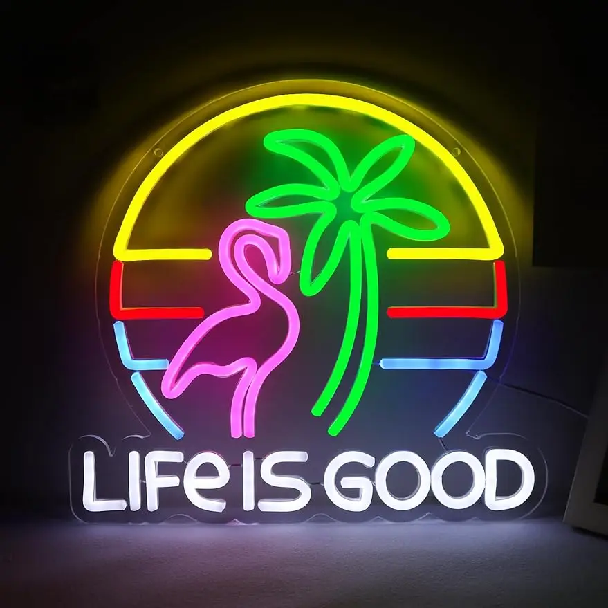 LIFE IS GOOD Cocktail Neon Signs for Wall Decor Neon Lights  for BedroomBar Man Cave Club Party Gift Night Light