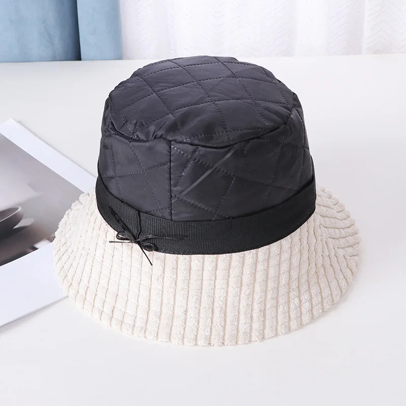 Bucket Hat for Women Youth Girl Men Winter Warm Fishing Caps Solid Color Corduroy Fabric Vintage Kpop Classic Caps