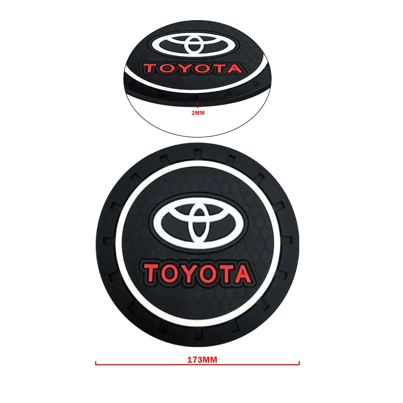 Car Coaster Water Cup Slot Non-Slip Mat Pad Emblem Interior For Toyota Avalon Mirai Avensis Prado Hilux VVT-I 4WD Corolla Sw4 RS