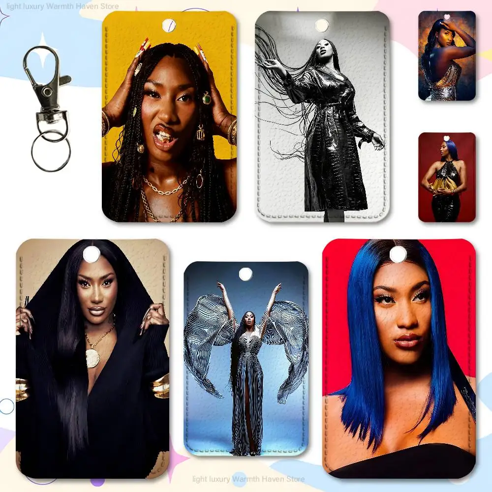 

A-Aya N-Nakamura Destinee Premium PU Leather Card for Daily Use Holder Card Case with Metal Carabiner Customizable Design