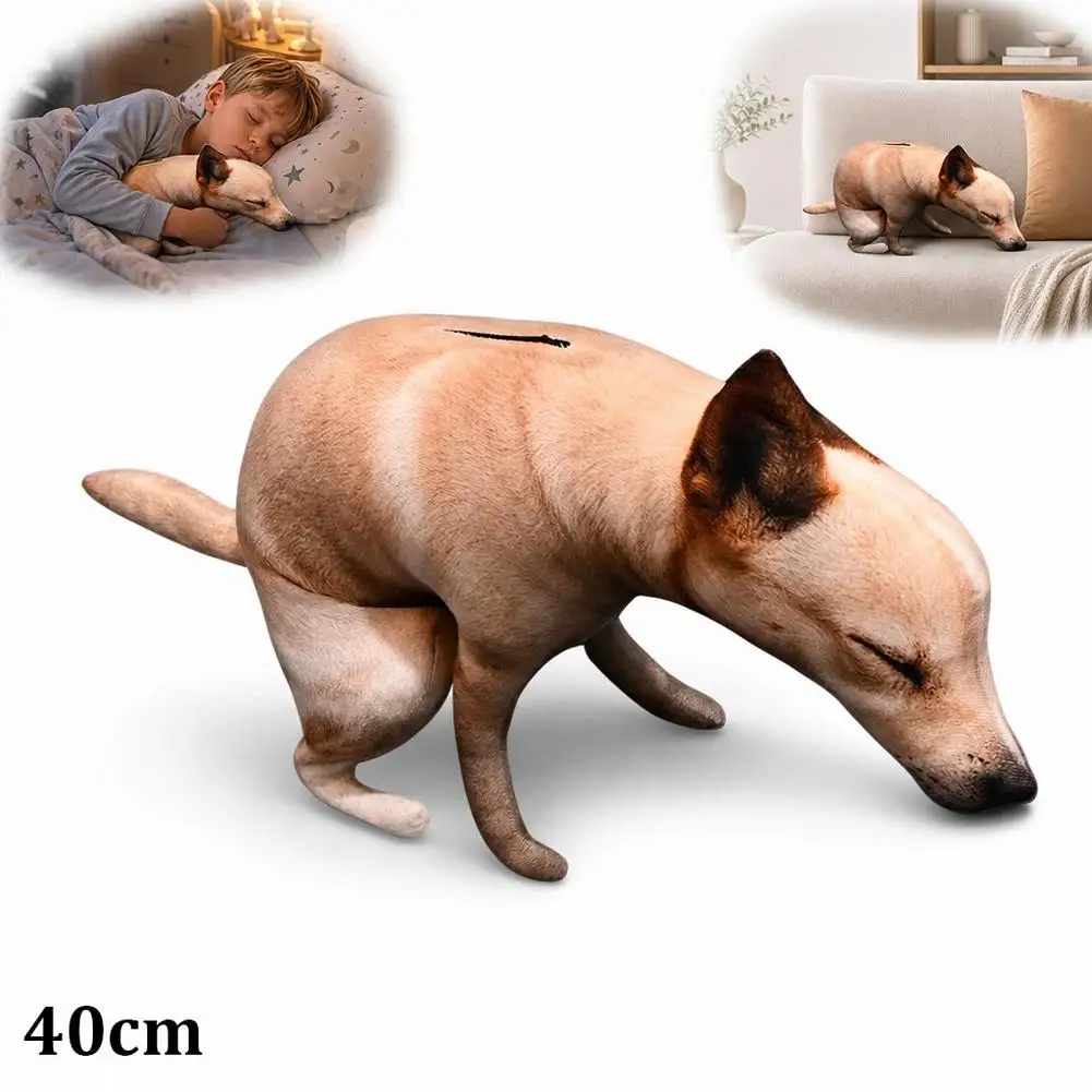 Funny Squatting Pooping Dog Plush Toy Realistic 3D Printing Stuffed Pillow Novelty Gag Gift Cartoon Cushion Home Decor Ornament