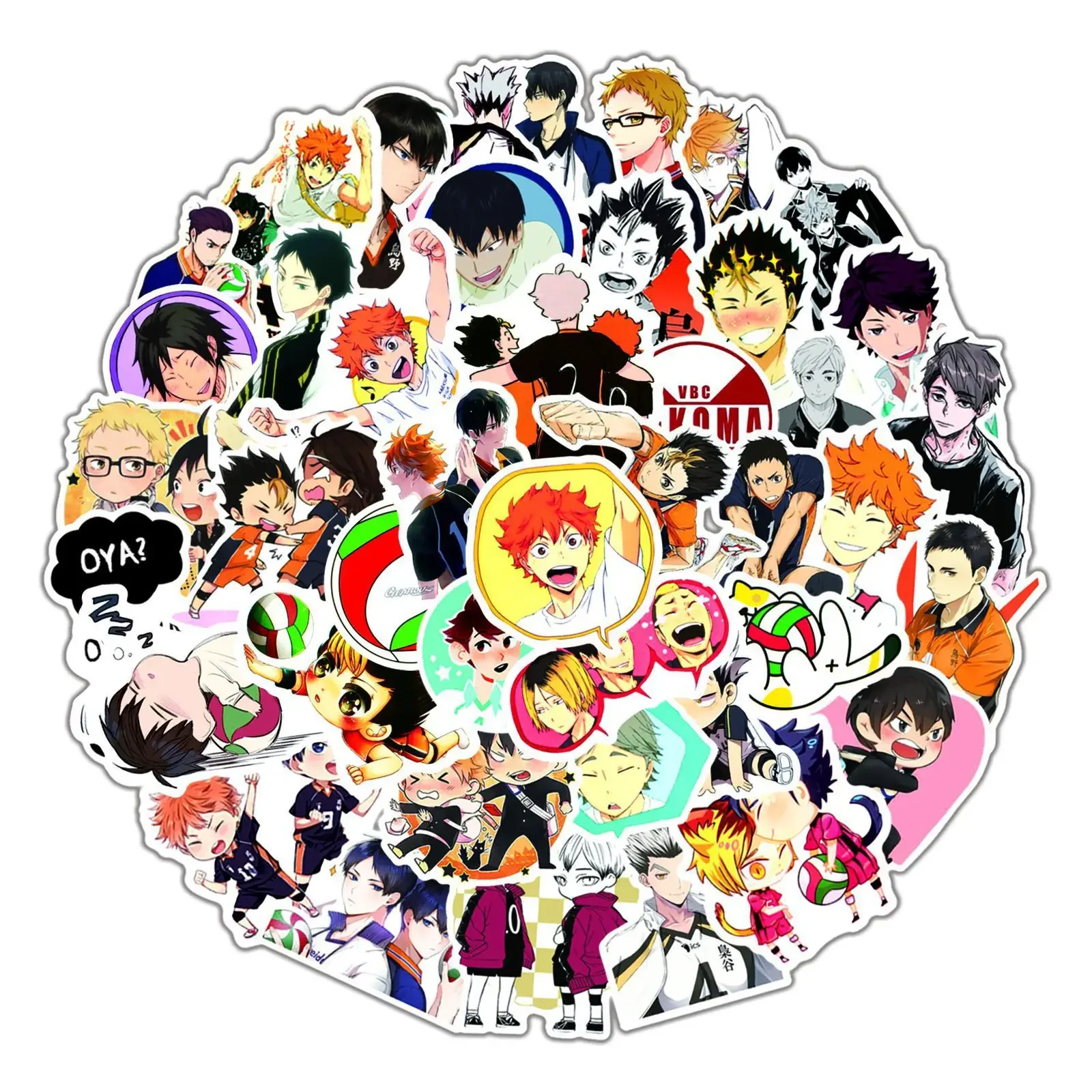 100pcs Varied Anime Stickers One Piece Demon Slayer Dragon Ball Haikyuu Cute Sticker Pack Laptop Skin Waterproof Phone Case