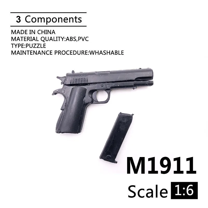 

1/6 Scale Mini Jigsaw Puzzle Type M1911 A1 Black Pistol Model Soldier Accessory Gun Plastic Model for 12 Inch Action Figure