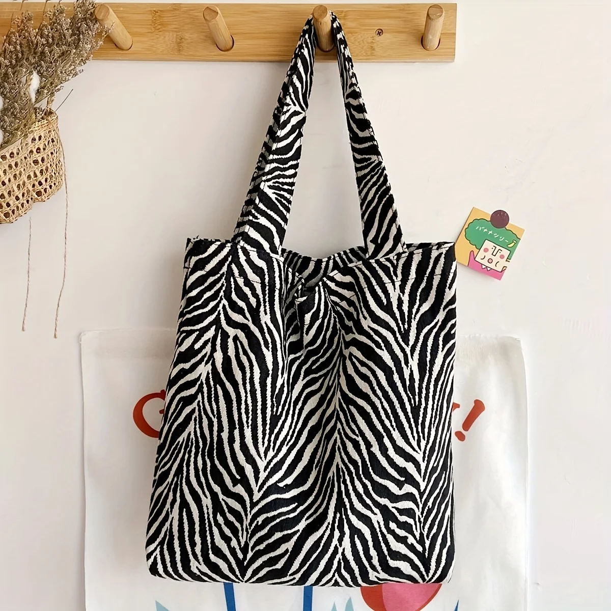 Zebra Pattern Large Capacity Shoulder Bag, Fashionable Lightweight Women's Shopping Handbag