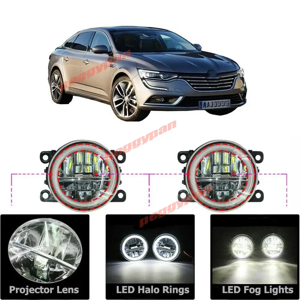 LED Fog Light Kit, Angel Eye Rings, HD Glass Lens, DRL Daytime Running Lamp, Fit for Renault Talisman 2016-2018, New