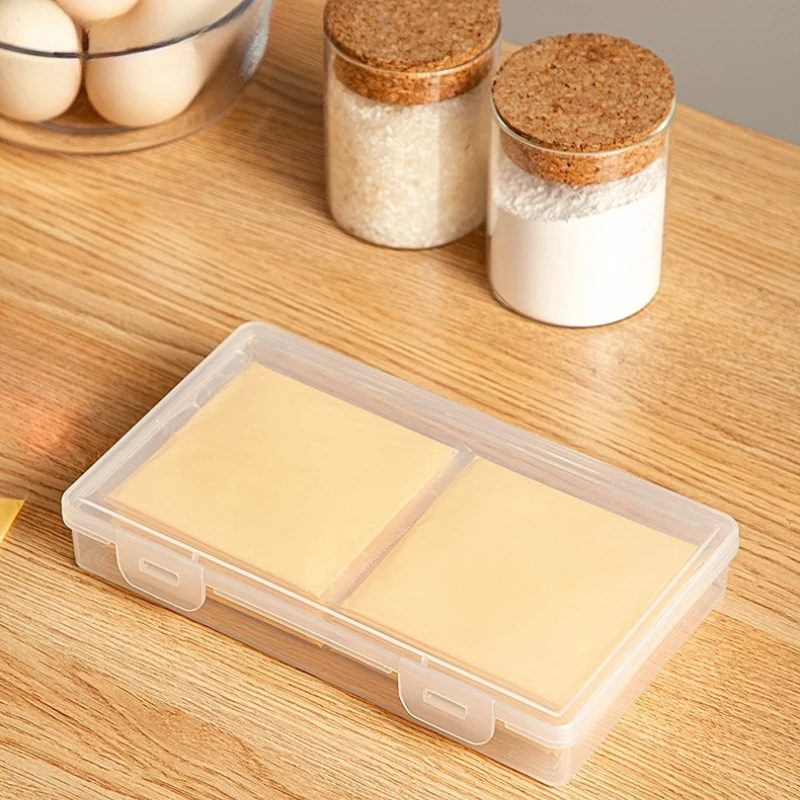 Cheese Storage Box Fridge Organizer for Sliced Cheese Garlic Ginger Fruit Butter Block with Flip Lid Airtight Container
