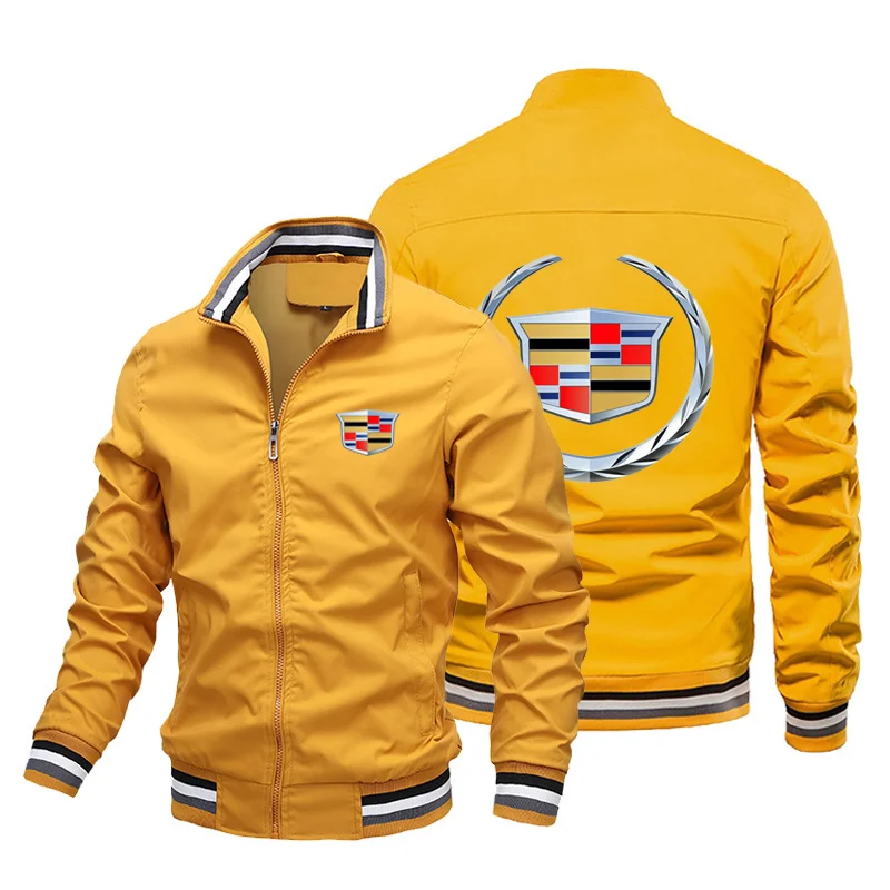 

Winter and autumn slim-fit blazer with stand-up collar and zipper-style motorcycle jacket in a simple Cadillac color scheme