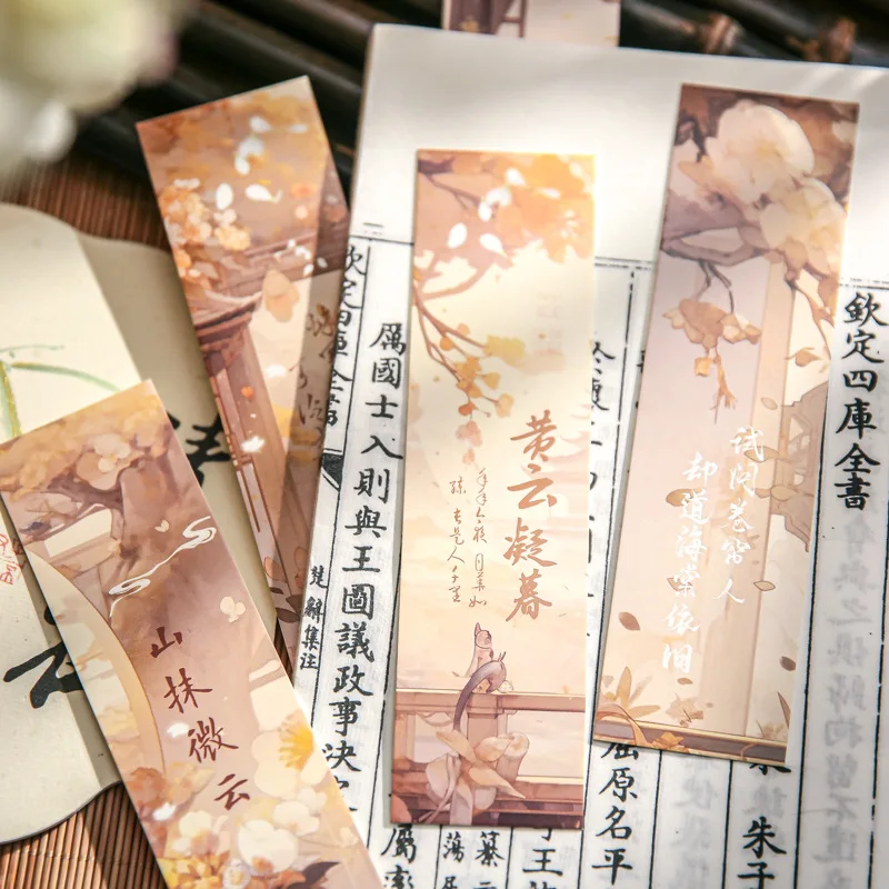 30pcs Boxed Bookmark, Floating Life Energy Series, Ancient Style Reading Bookmark Mark Card Message Card