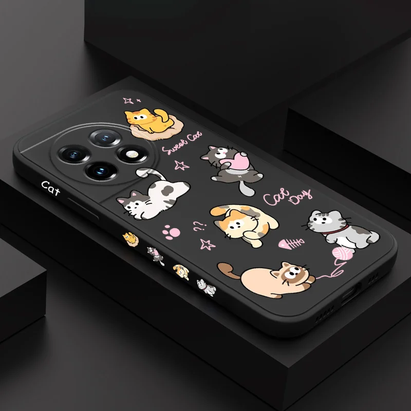 Cat String Ball Phone Case For Oneplus 12 12R 11 11R 10 10R 10T 9R 9RT 9 8T 8 7 7T Pro 5G Liquid Silicone Cover - Image 2