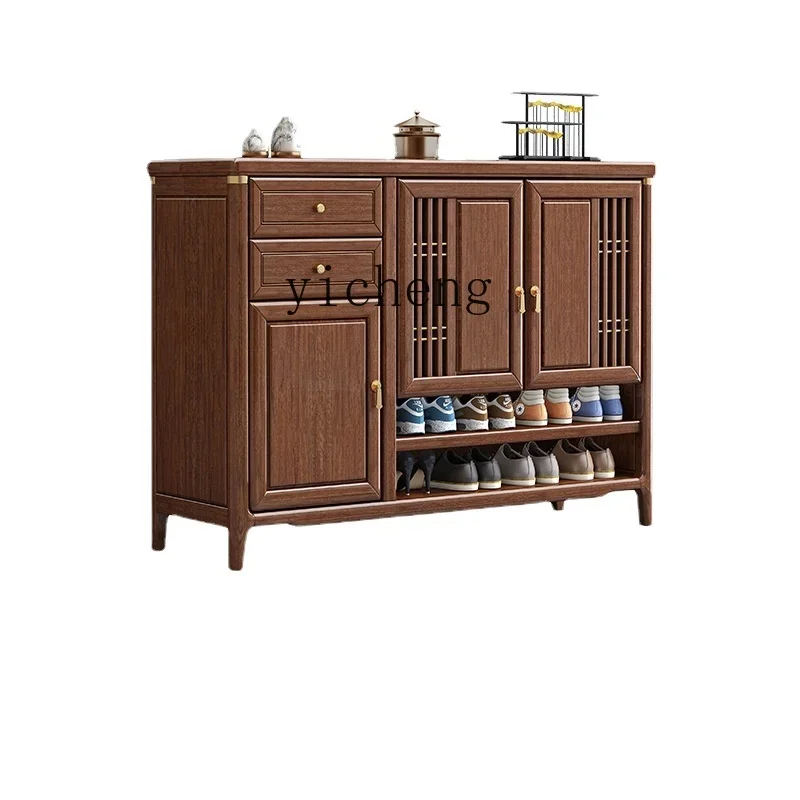 

YY Walnut Entry Entrance Cabinet Home Doorway Entrance Shoe Rack Storage Cabinet