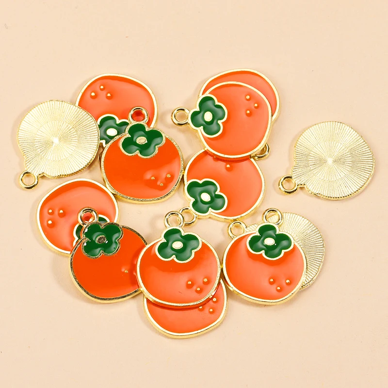 10Pcs Enamel Orange Charms for DIY Jewelry Making
