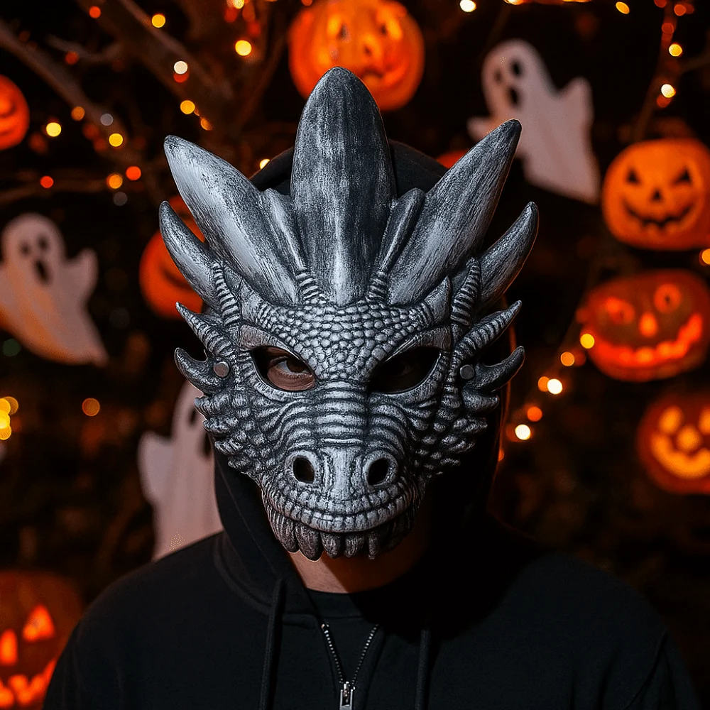 

Punk Plastic Dragon Head Mask Full Face Animal Halloween Mask Dress Up Props Cosplay Accessories Masquerade Mask Women